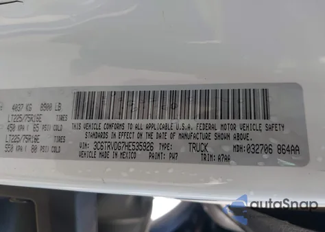 2017 Ram Promaster 2500 High Roof 159 Wb из США, поврежденный, VIN 3C6TRVDG7HE535926